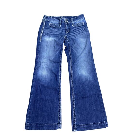 Ariat Trouser Jeans Women’s 31R Wide Leg Flare Western Rodeo Denim - Picture 1 of 8